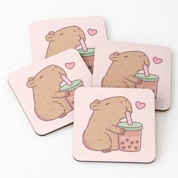 Item preview, Cute Capybara Loves Bubble Tea designed and sold by rustydoodle.