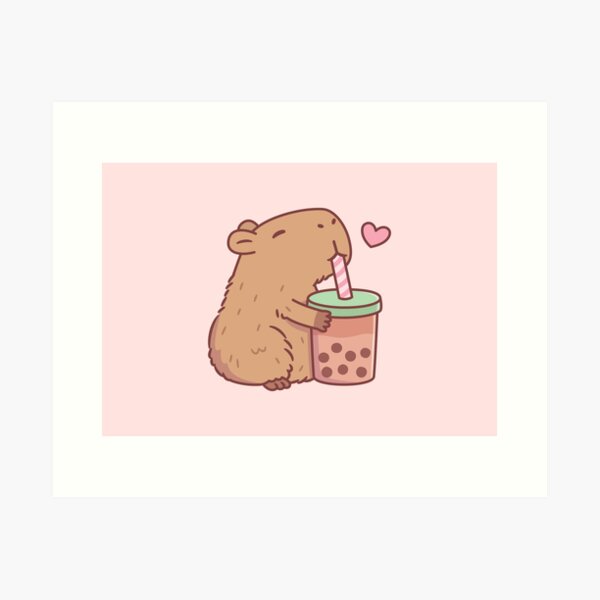 Item preview, Cute Capybara Loves Bubble Tea designed and sold by rustydoodle.