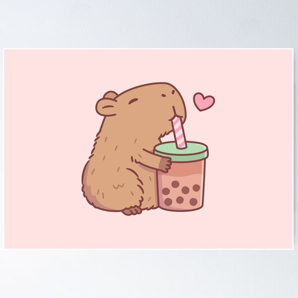 Item preview, Cute Capybara Loves Bubble Tea designed and sold by rustydoodle.