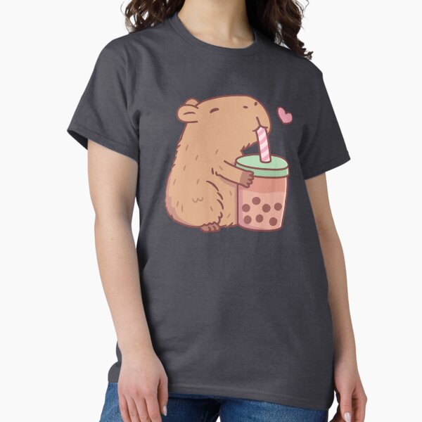 Item preview, Cute Capybara Loves Bubble Tea designed and sold by rustydoodle.