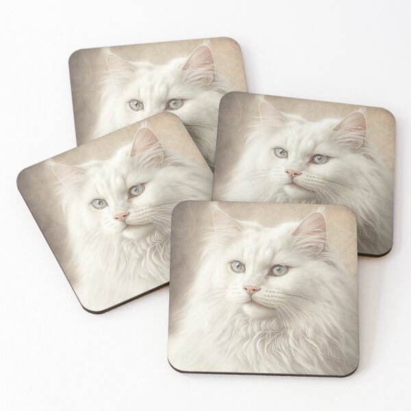 Item preview, Fluffy white cat designed and sold by FlatLandPrints.