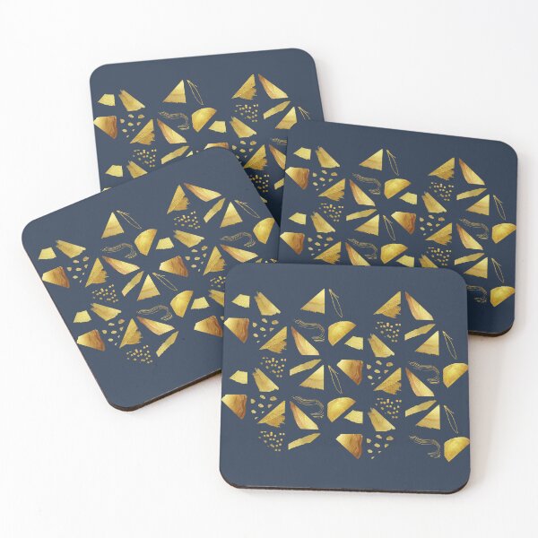 Item preview, Golden geometric triangle pattern with dark green background. designed and sold by CreativeStrand.
