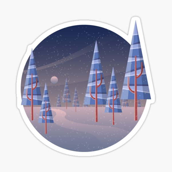 Geometric winter landscape with pine tree Sticker