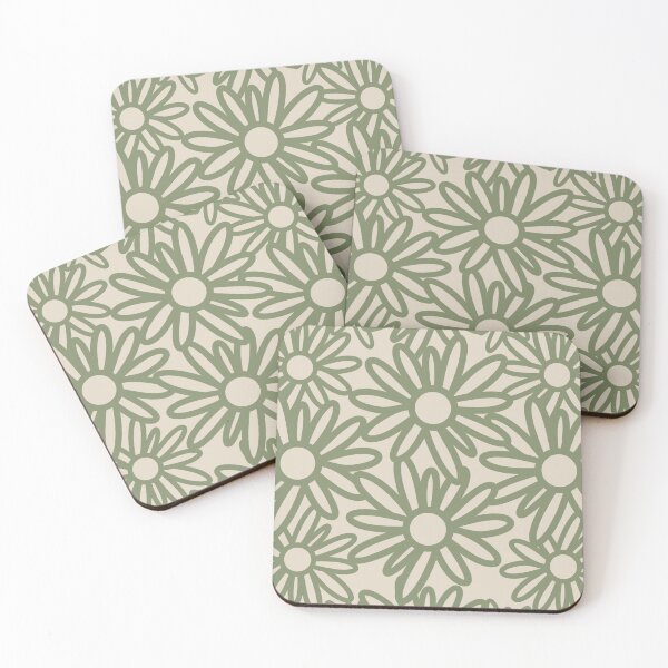 Item preview, Cute Daisy Flower Garden Pattern In Muted Colors Green & Muted Yellow designed and sold by scorpiolane.