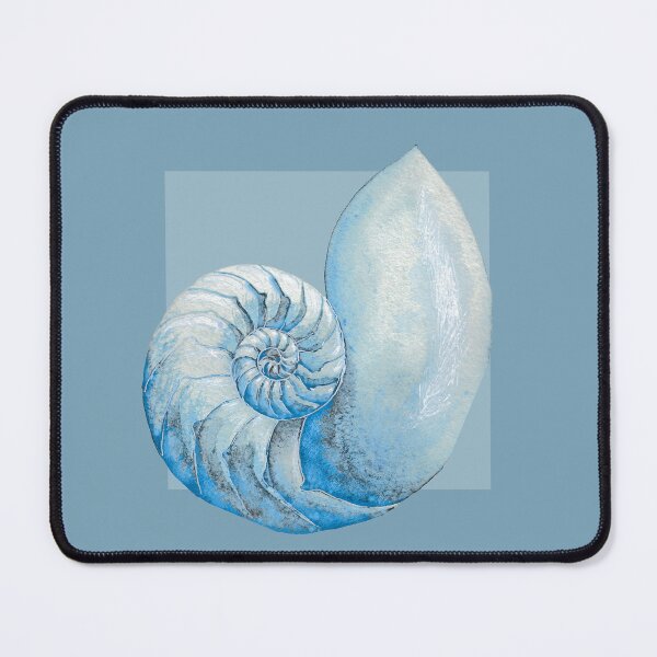 Item preview, Nautilus sea shell in mid blue designed and sold by LisaLeQuelenec.