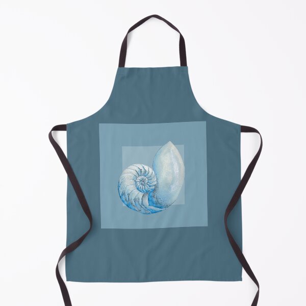 Item preview, Nautilus sea shell in mid blue designed and sold by LisaLeQuelenec.