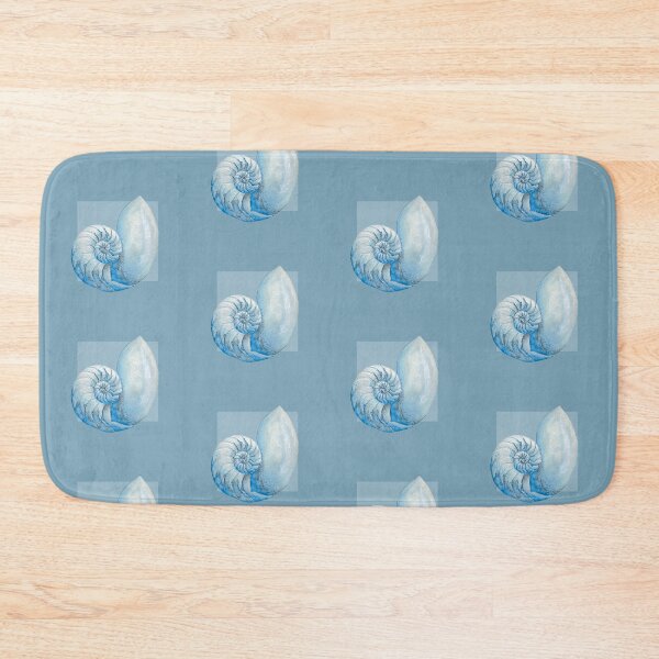Item preview, Nautilus sea shell in mid blue designed and sold by LisaLeQuelenec.