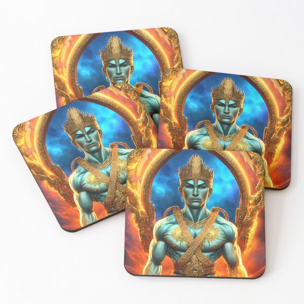 Item preview, Inca God Inti, Blue Skin, Gold Portal, Fire And Sky, A.I. Art - Gods Collection designed and sold by SpektroDesign.