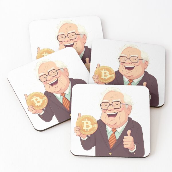 Item preview, A funny caricature that looks like Warren Buffet with Bitcoin in hand designed and sold by VAXANA.