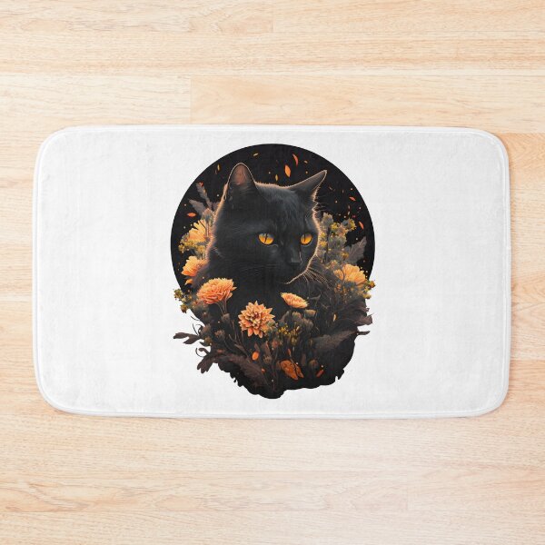 Item preview, black cat with flowers essential designed and sold by youngle.