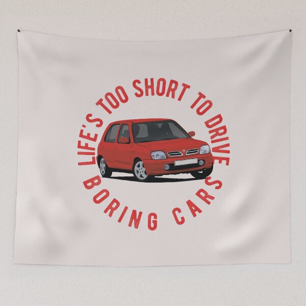 Item preview, Life's too short to drive Boring cars - Nissan Micra (March) K11C red designed and sold by knappidesign.