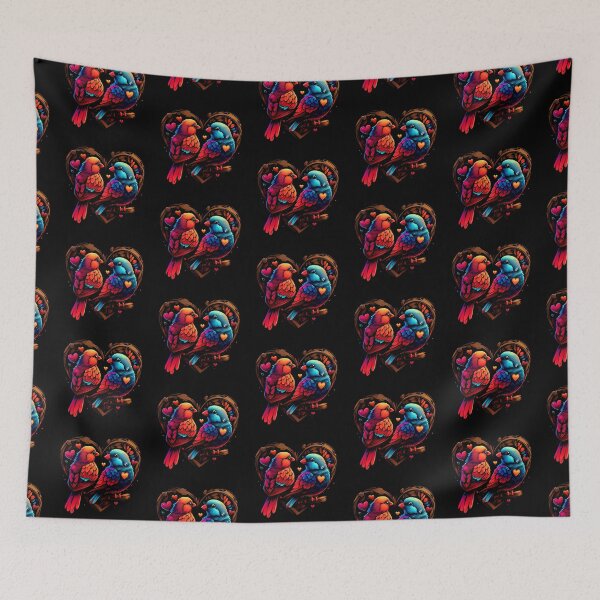 Item preview, Pop Art Style Two Colorful Love Bird Hearts, for Happy Valentine's Day designed and sold by factory88.