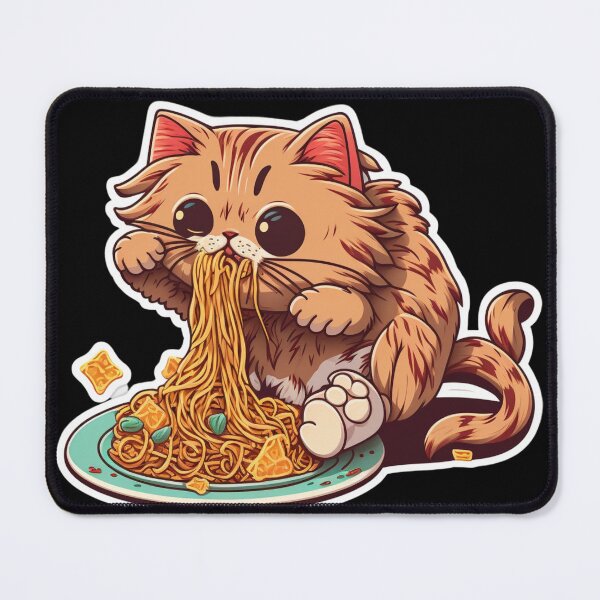 Item preview, Cute Cat Eating Spaghetti designed and sold by cardia1991.