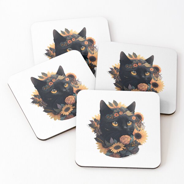 Item preview,  black cat with flowers essential designed and sold by youngle.