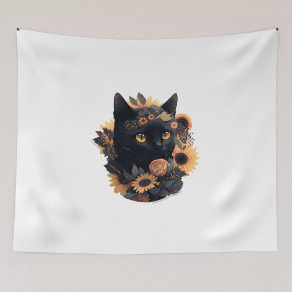 Item preview,  black cat with flowers essential designed and sold by youngle.