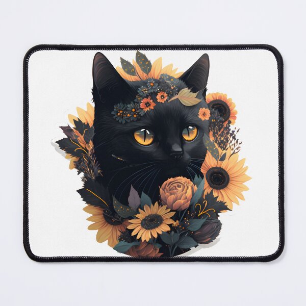 Item preview, black cat with flowers essential designed and sold by youngle.