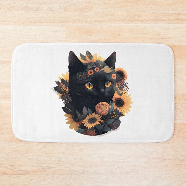 Item preview,  black cat with flowers essential designed and sold by youngle.