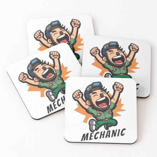 Item preview, Funny Excited and Happy Mechanic Cartoon Sticker designed and sold by dandeklerk.