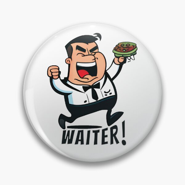 Item preview, Funny Excited and Happy Waiter Cartoon Sticker designed and sold by dandeklerk.
