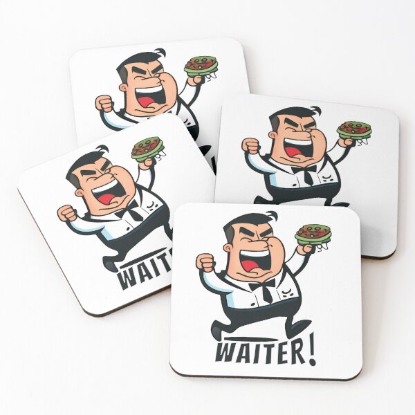 Item preview, Funny Excited and Happy Waiter Cartoon Sticker designed and sold by dandeklerk.