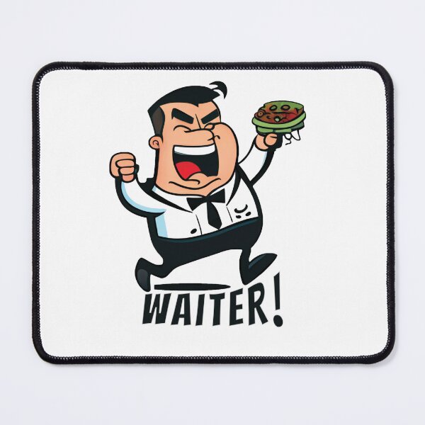 Item preview, Funny Excited and Happy Waiter Cartoon Sticker designed and sold by dandeklerk.