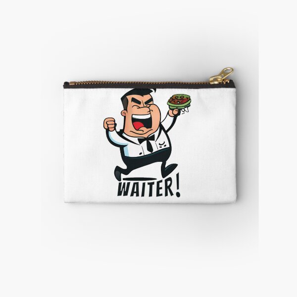 Item preview, Funny Excited and Happy Waiter Cartoon Sticker designed and sold by dandeklerk.