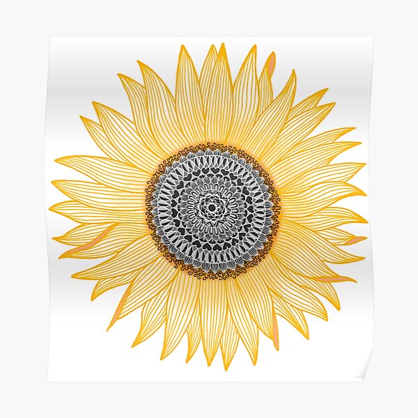 Golden Mandala Sunflower Poster