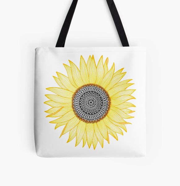 Golden Mandala Sunflower All Over Print Tote Bag