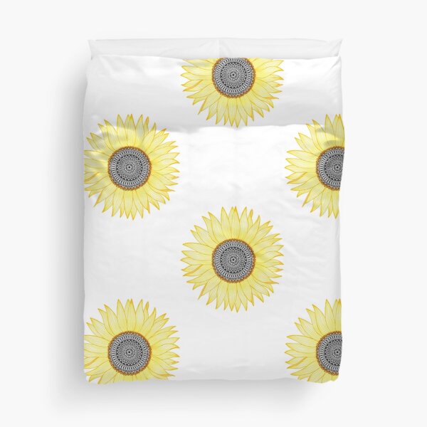 Golden Mandala Sunflower Duvet Cover