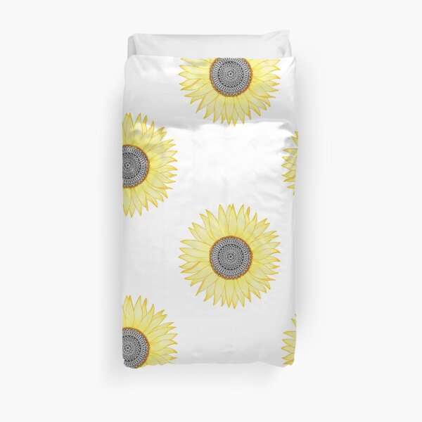 Golden Mandala Sunflower Duvet Cover
