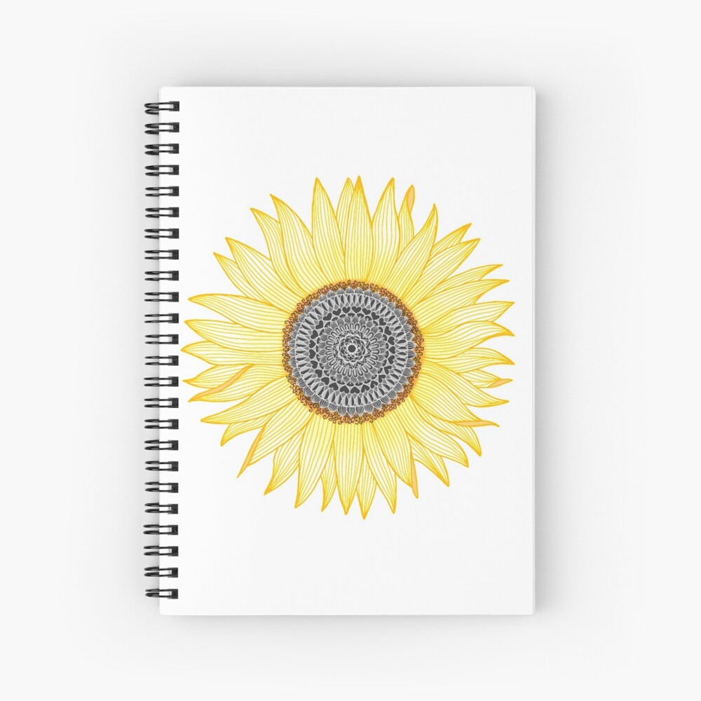 Golden Mandala Sunflower Spiral Notebook