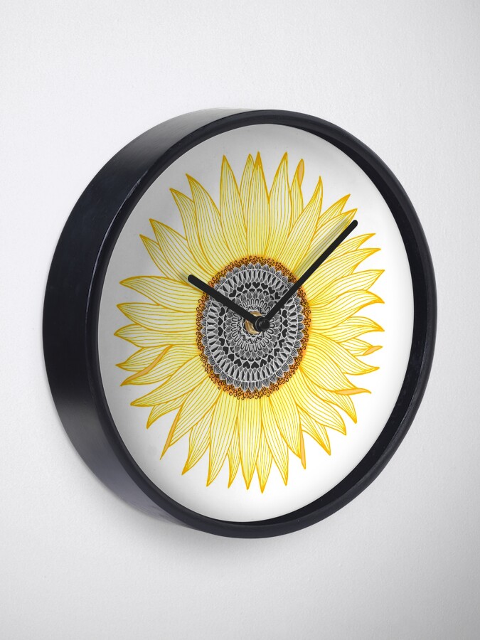 Thumbnail 2 of 4, Clock, Golden Mandala Sunflower designed and sold by paviash.