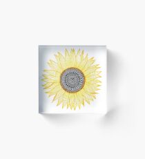 Golden Mandala Sunflower Acrylic Block