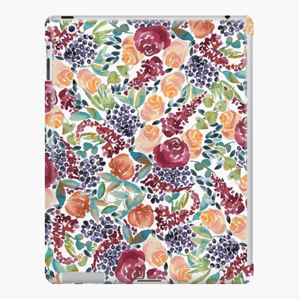 Watercolor Bouquet Hand-Painted Roses Celosia Bilberries Leaves iPad Snap Case