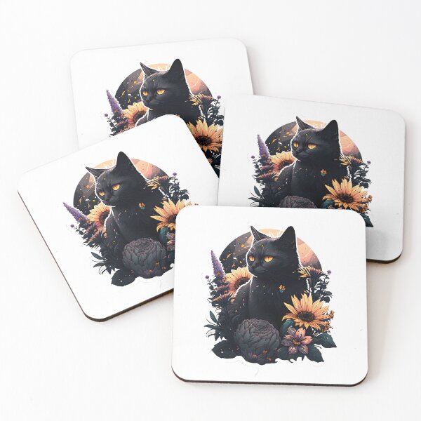 Item preview, black cat with flowers essential designed and sold by youngle.