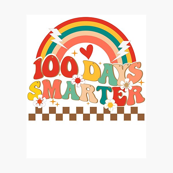 Item preview, Retro 100th Day of School Teacher Student 100 days smarter Groovy rainbow designed and sold by sleeksy.