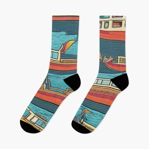 Item preview, Fishing Boats Seamless Pattern designed and sold by HanaiPrint.
