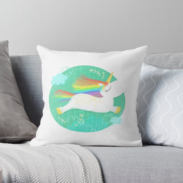Leaping Unicorn Throw Pillow