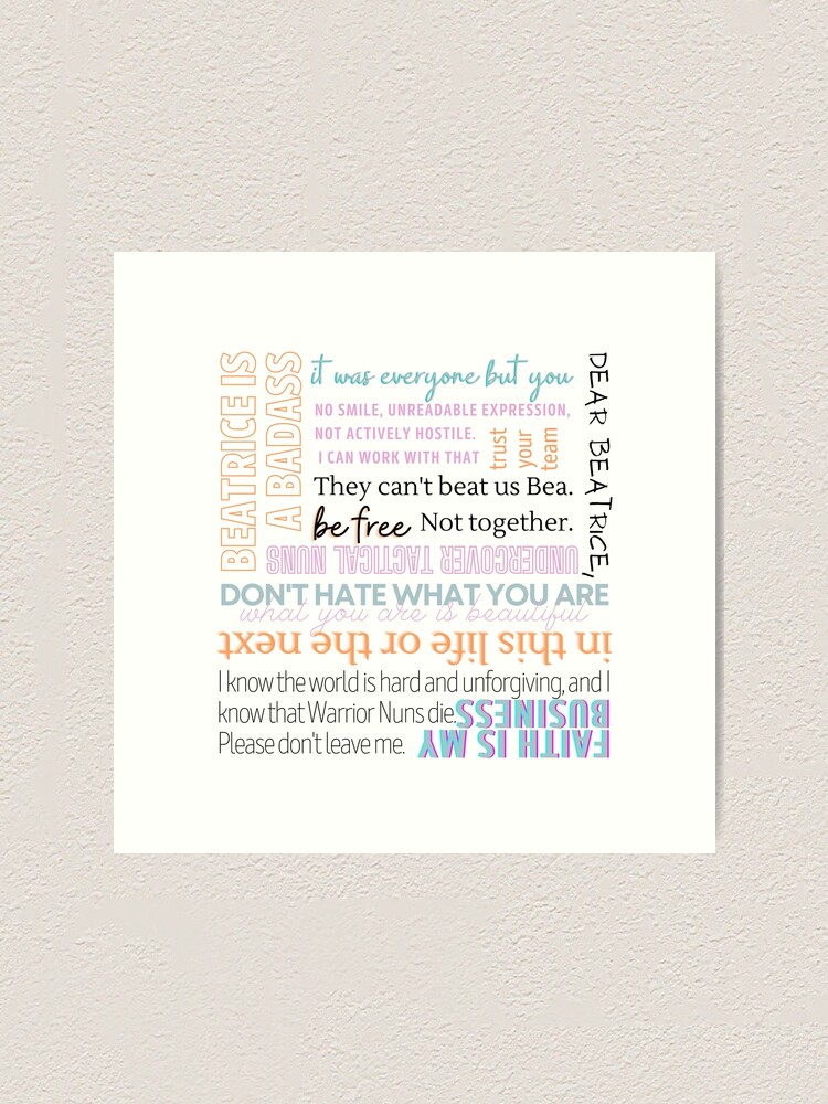 Avatrice quotes warrior nun ava silva and sister Beatrice avatrice netflix Art Print