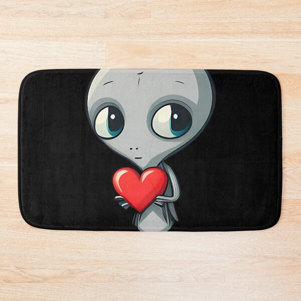 Item preview, Funny Valentine Cute Gray Alien Holding Red Heart For Valentine's Day designed and sold by FunWearVM.