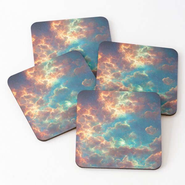 Item preview, Beautiful abstract cyan sky with orange clouds  designed and sold by MindEscape ..