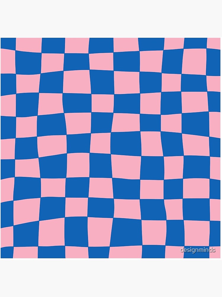 Hand Drawn Checkerboard Pattern (pink/blue) Art Board Print