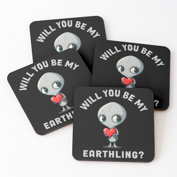 Item preview, Will You Be My Earthling Funny Valentine's Gray Alien designed and sold by FunWearVM.