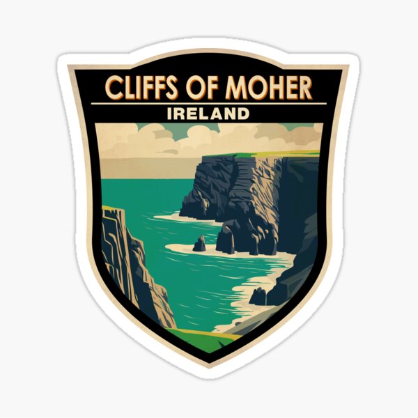 Cliffs of Moher Ireland Travel Art Badge Sticker