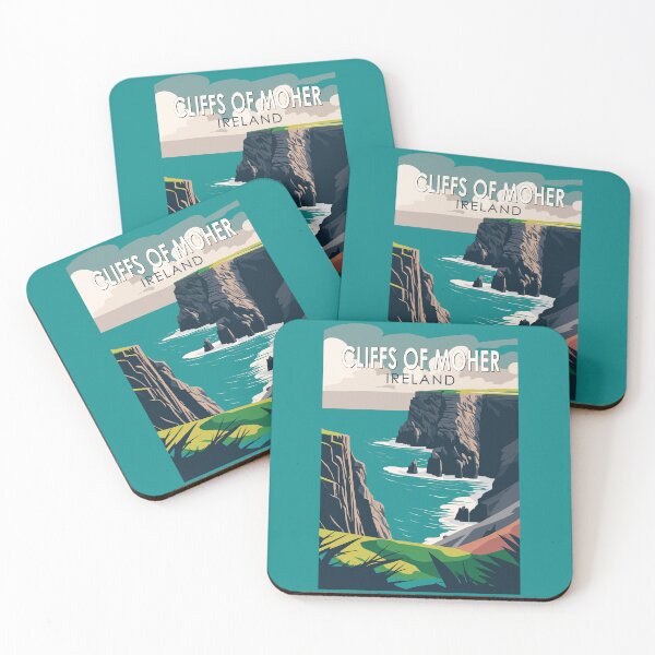 Item preview, Cliffs of Moher Ireland Travel Art Vintage designed and sold by KrisSidDesigns.