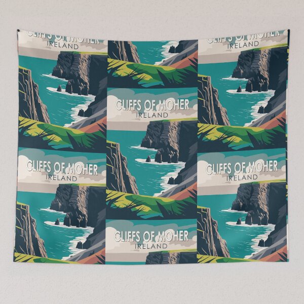 Item preview, Cliffs of Moher Ireland Travel Art Vintage designed and sold by KrisSidDesigns.