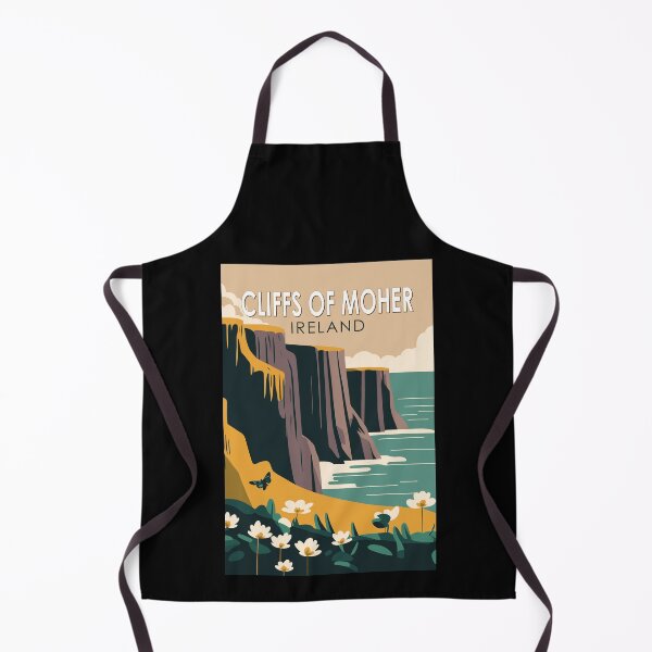 Item preview, Cliffs of Moher Ireland Floral Travel Art Vintage designed and sold by KrisSidDesigns.
