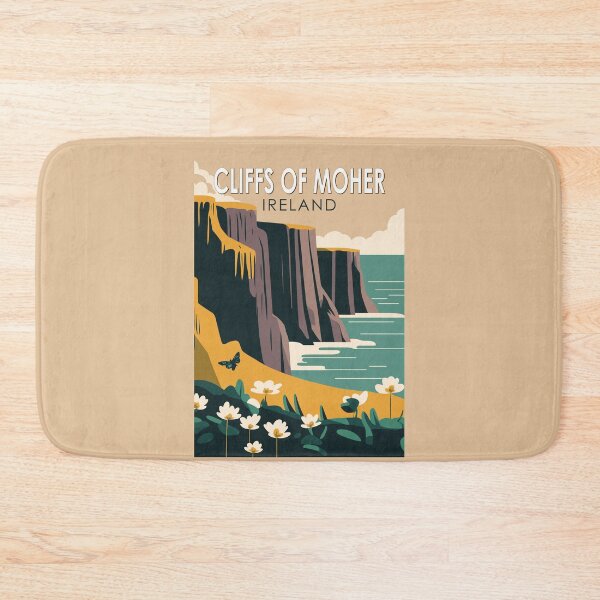 Item preview, Cliffs of Moher Ireland Floral Travel Art Vintage designed and sold by KrisSidDesigns.