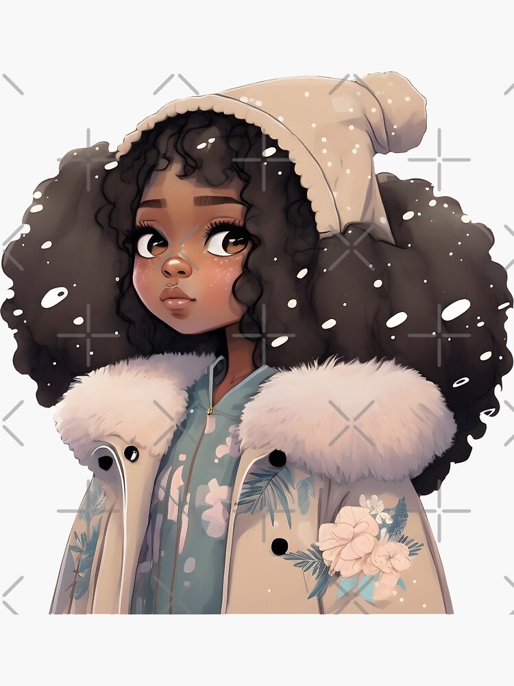 Cute Brown Skin Anime Girl with Big Glittering Eyes · Creative Fabrica