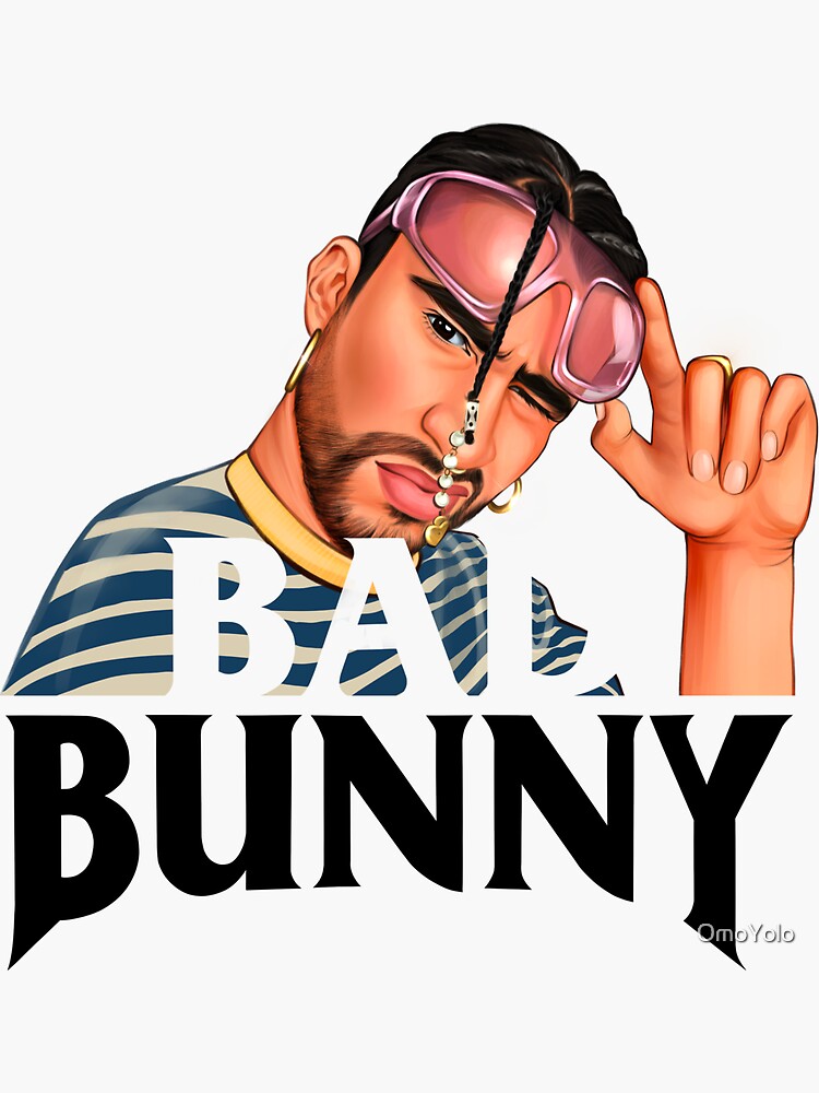 Bad Bunny in Sad Heart Baseball Jersey Sticker for Sale by OmoYolo